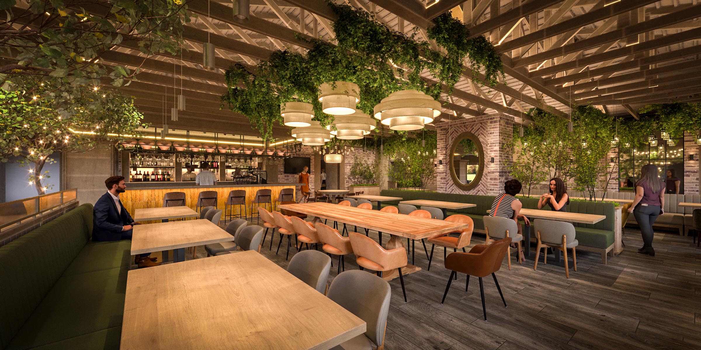 Odesa interior design visualization: the main dining room and odesa bar