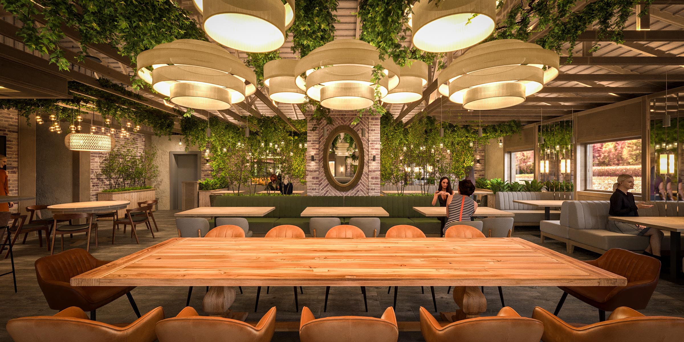 Odesa interior design visualization: sculptural lighting above the heart of the room